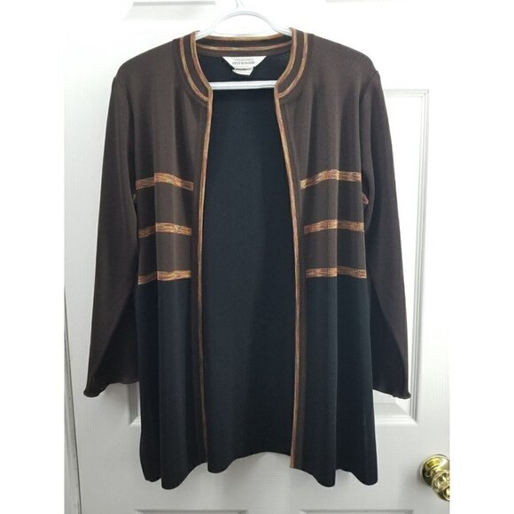 Exclusively Misook Open Front Cardigan Brown Small - Picture 1 of 6